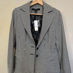 White House Black Market Monochrome Houndstooth Jacket